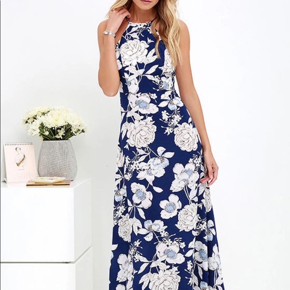 Lulus in Blossom Blue Floral Print Maxi Dress